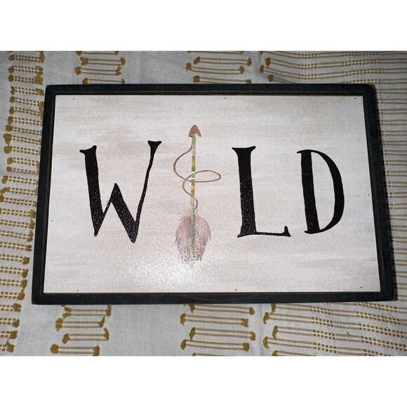 Wild with Arrow Decorative Boho Rustic Wooden Frame Wall Art - Picture 1 of 4